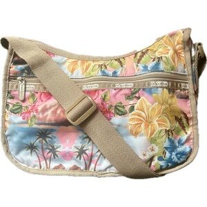 LeSportsac Hawaii Print Classic Hobo Bag Floral Hibiscus Print